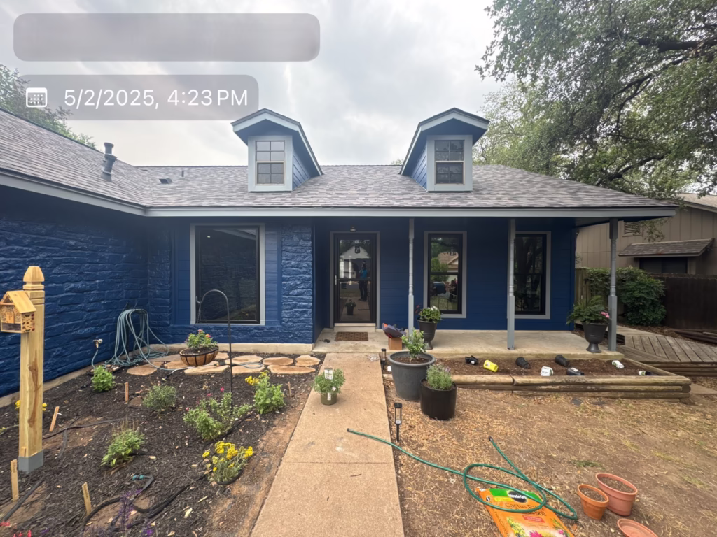 Fiber Cement James Hardie Horizontal Plank Cedarmill Main: SW 9177 Salty Dog, Trim: SW 7074 Software Siding Replacement Gracy Woods TX — Cupcake Home Improvements