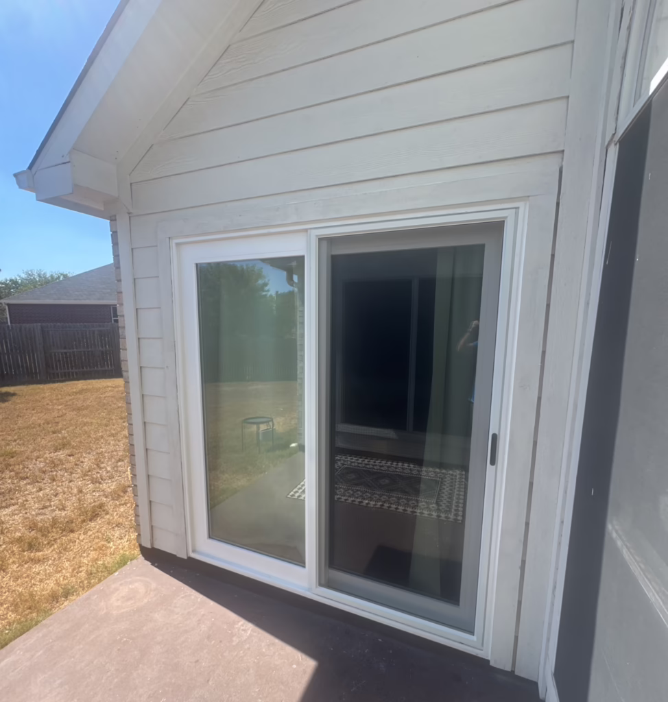 Sliding Patio Fiberglass Anlin Malibu Door Installation Stablewood At Slaughter Creek TX — Cupcake Home Improvements