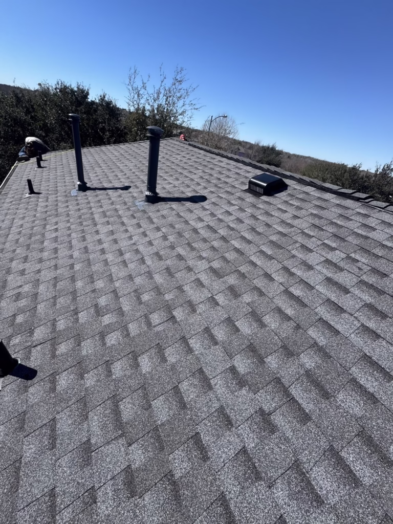 Asphalt Shingle Class 3 GAF HDZ Charcoal GAF Felt Buster Underlayment GAF Storm Guard Ice & Water Shield GAF Pro-Start Starter Strip GAF Z-Ridge Cap Shingle GAF Seal-A-Ridge Cap Shingle GAF Seal-A-Ridge Cap Shingle AS II Roof Replacement Briarcreek TX — Cupcake Home Improvements